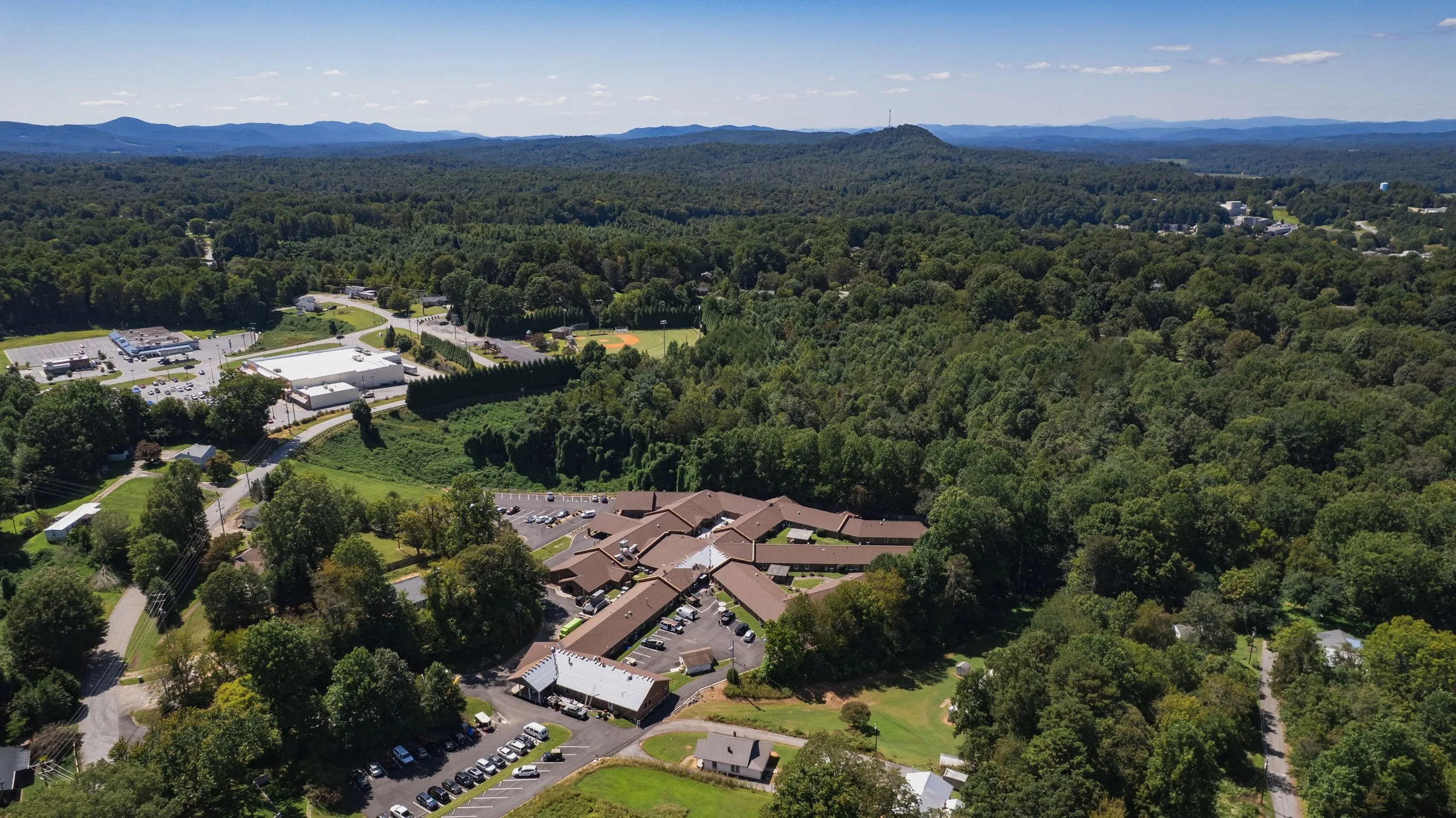 Aerial view of a Missions roofing project